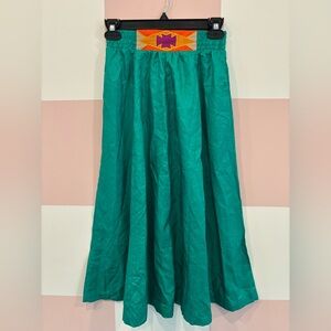 Vintage Jordan Teal Maxi Skirt with Purple Accent